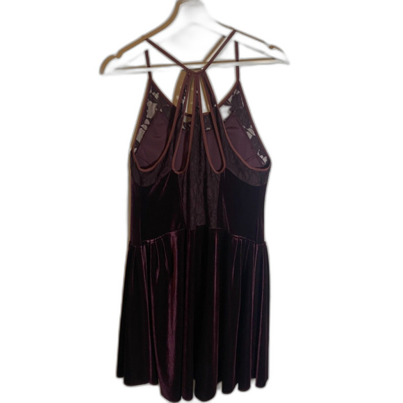 Free People Velvet Dress Women's Size L Burgundy Cocktail Party Holiday Evening - Picture 3 of 10